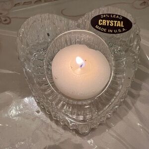Vintage Partylite Crystal Heart-Shaped Tea light Holder